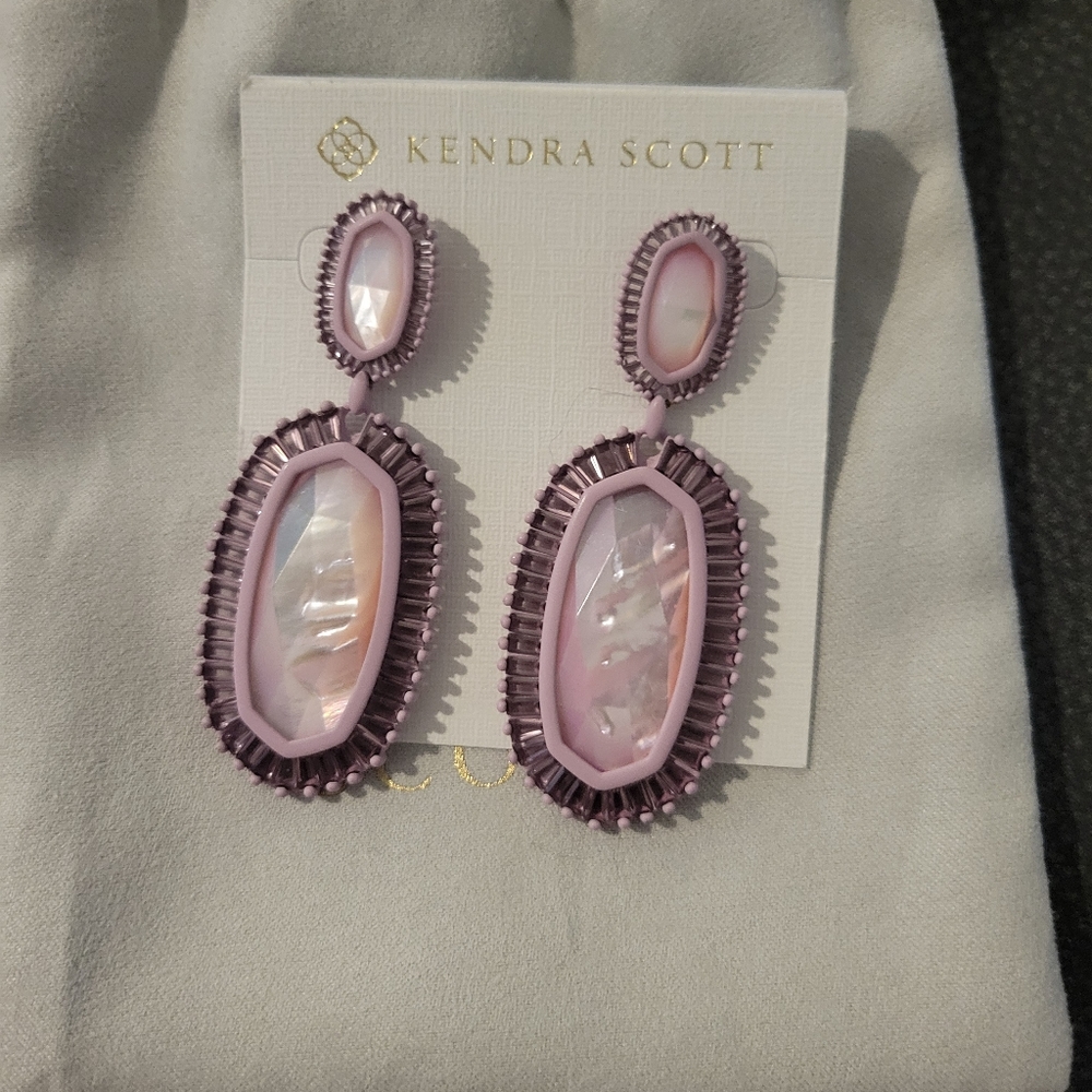 Kendra Scott Kaki Matte Lilac Mother of Pearl Statement Earrings